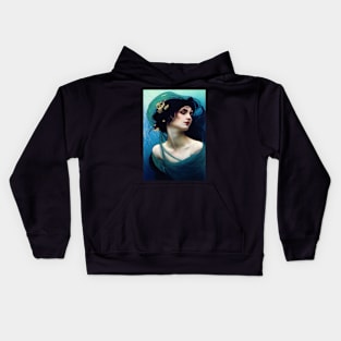 The Nereid - Vintage, Mucha, Gilded Age Kids Hoodie